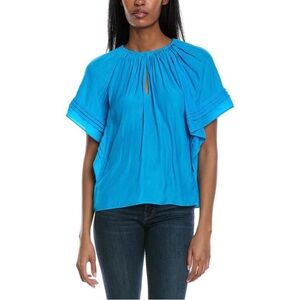 Ramy Brook Kylo Top Batwing Flutter Sleeves Atlantic Blue size XS Loose Fit New!